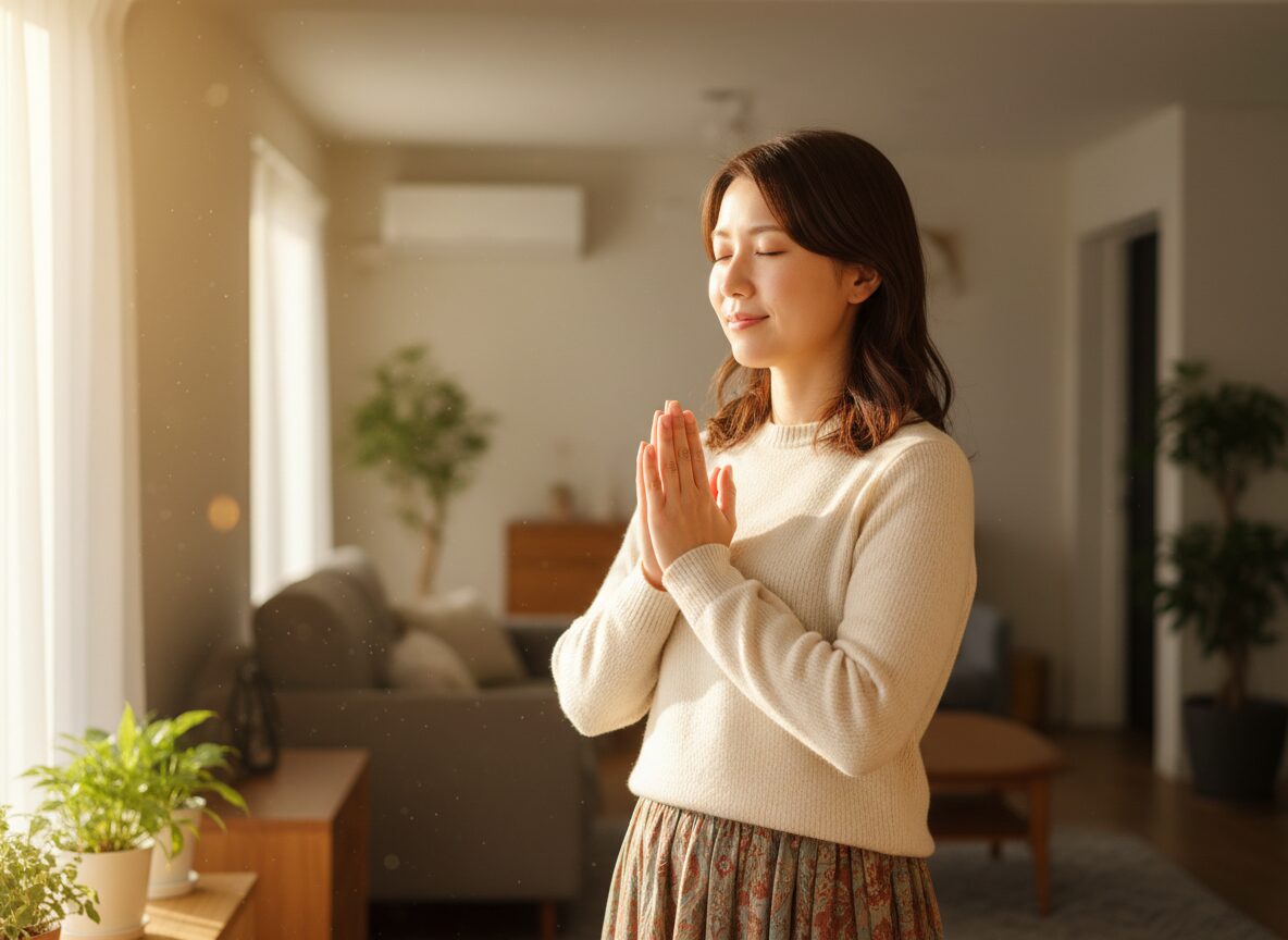 ありがとう25000回チャレンジ-感謝の気持ちを表す両手を合わせる人