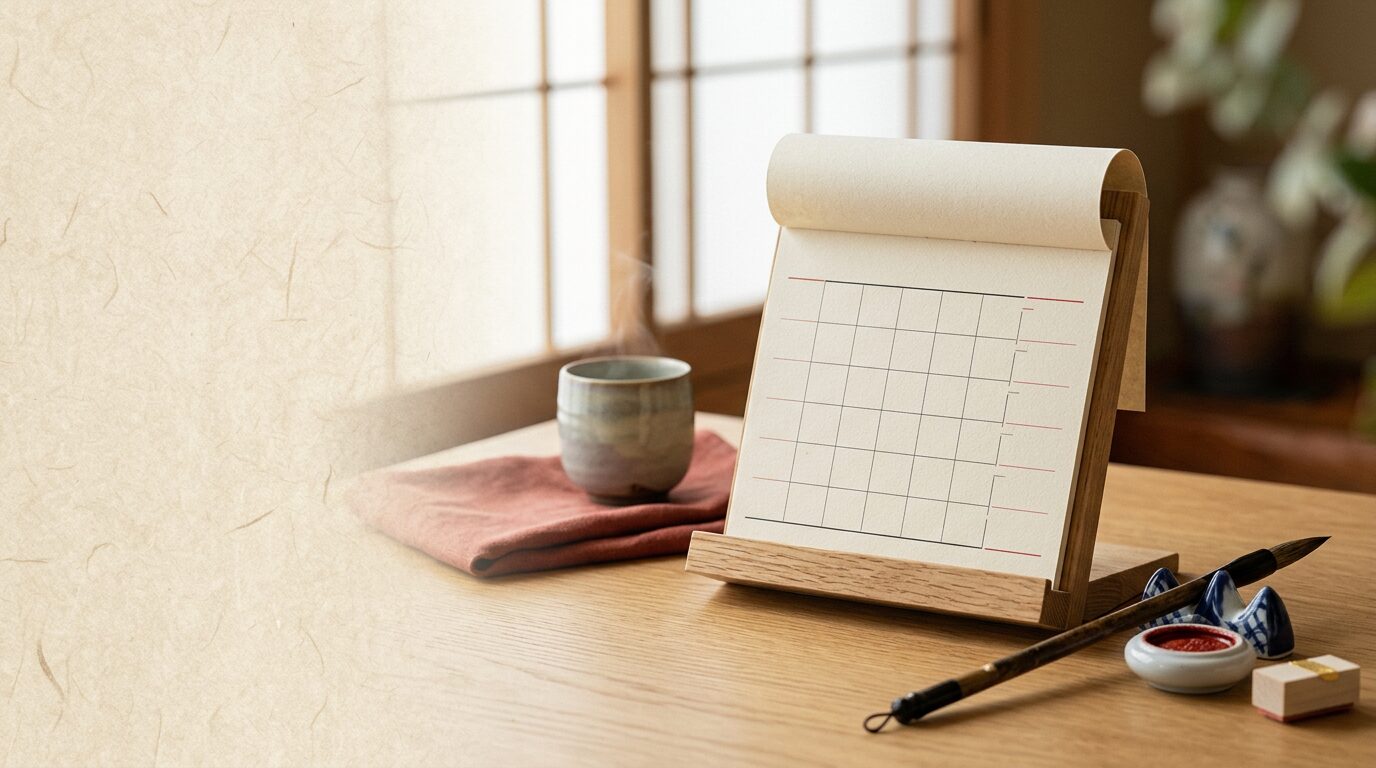 "六曜とは何かをイメージした和風カレンダーの写真"
